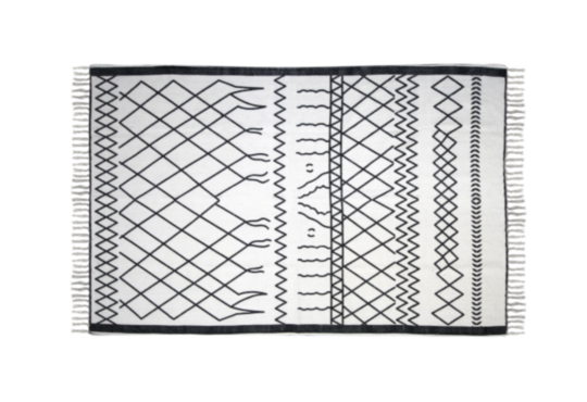 HSM Collection-Vloerkleed -230x160x0,35-Zwart/Wit-Katoen (IC-RUG171-L)