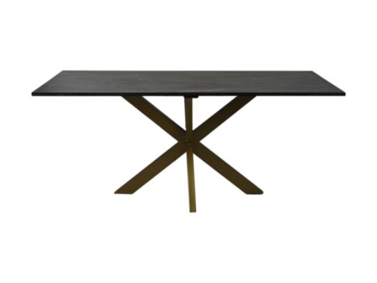 HSM Collection-Rechthoekige Eettafel Marmer-180x90x77-Zwart/Goud-Marmer/Metaal (SI-TRT180B)