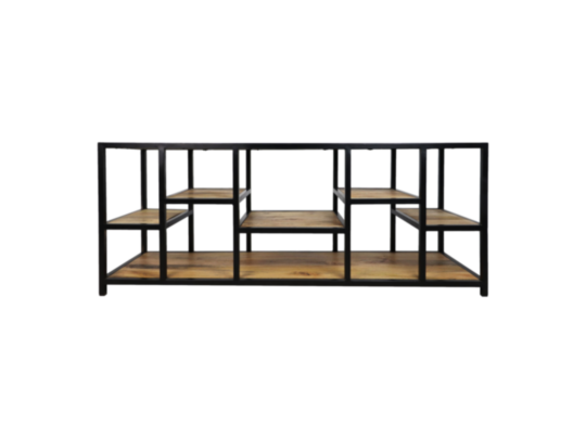 TV-Meubel Levels - 140x40x55 - Naturel/zwart - Mangohout/metaal (DV-5016)