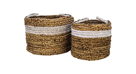 Mandenset Malibu - Waterhyacint - wit/naturel - set van 2 (E440NW)