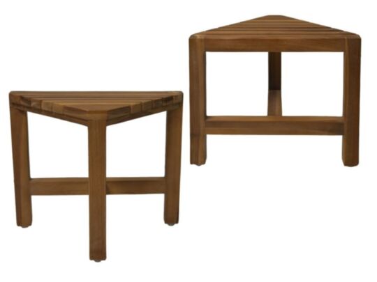 HSM Collection-Driehoekige Tuinbijzettafel S/2-38x20x32-Naturel-Teak (TA-CFSTN)