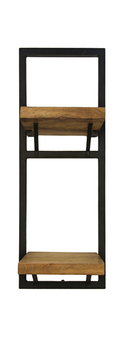 HSM Collection-Wandplank Levels -25x22x70-Naturel/Zwart-Mango/Metaal (MAN-WS2570)