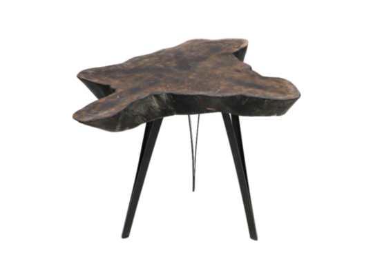 HSM Collection-Bijzettafel-ø55-66x47-Bruin/Zwart-Teak/Metaal (AG-ICT55)