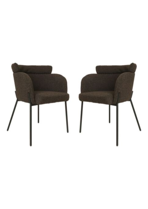 HSM Collection-Eetkamerstoel Luca S/2-57x60x81-Bruin/Zwart-Stof/Metaal (LUCA02-2)