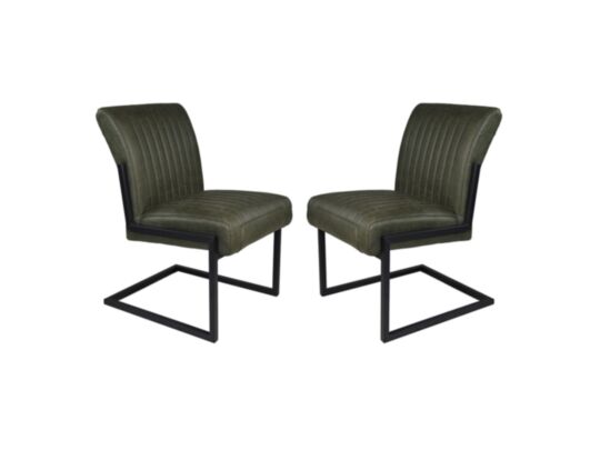 HSM Collection-Eetkamerstoel Texas S/2-55x50x85-Groen/Zwart-Leder/Metaal (TXS-YARBL2)