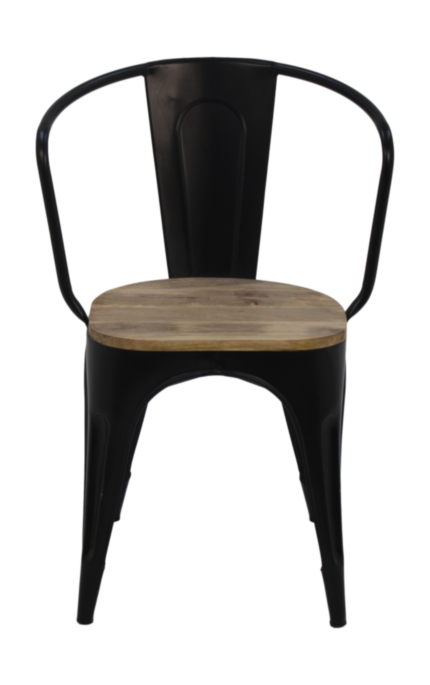 HSM Collection-Industriële Caféstoel-40x40x82-Naturel/Zwart-Mango/Metaal (SI-105)