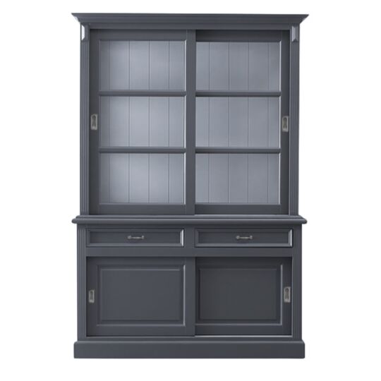 Buffetkast Venice - 150x50x219 - Grijs - Mahonie/glas (HK120GR)
