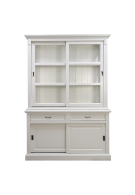 Buffetkast Venice - 150x50x219 - Wit - Mahonie/glas (HK120RW)