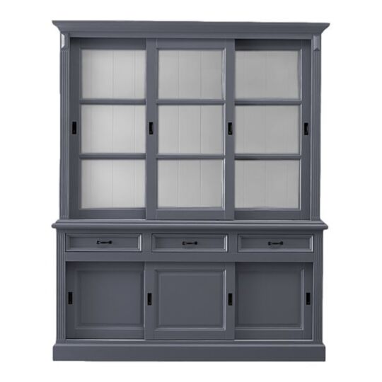 Buffetkast Venice - 180x50x220 - Grijs - Mahonie/glas (HK190GR)