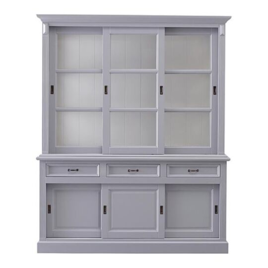 Buffetkast Provence - 180x50x220 - Grijs/wit - Grenen/glas (HM29GR)