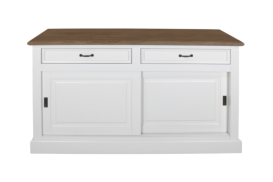 Dressoir Provence - 150x50x88 - Wit/naturel - Grenen/eiken (HM81EN)