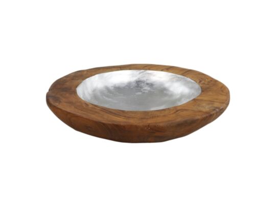 Fruitschaal medium - ø40x7 - Naturel - Teak/aluminium (HS-001-M)
