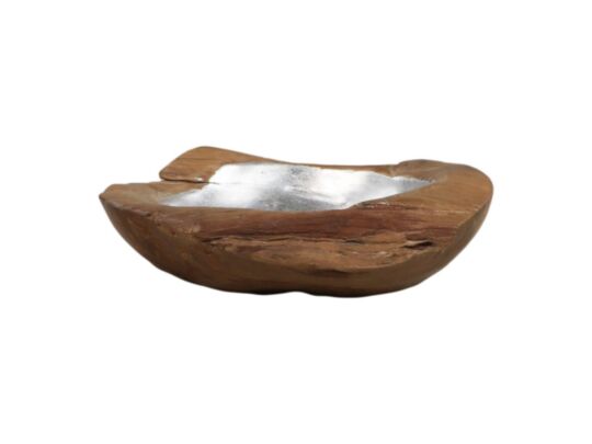 Fruitschaal small - ø30x6 - Naturel/grijs - Teak/aluminium (HS-001-S)