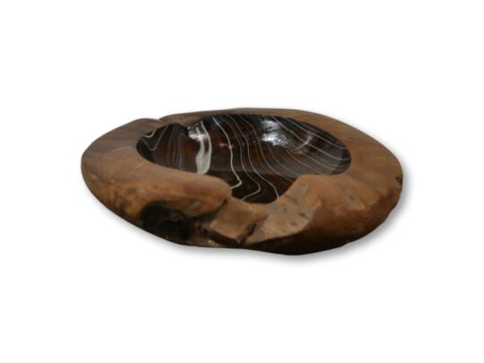 Fruitschaal small - ø30x6 - Naturel/Bruin - Teak/epoxy (HS-009-S)