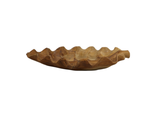 Fruitschaal blad  - 26x43x7 - Naturel - Teak hout (HS-012)
