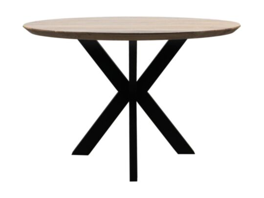 Ronde eettafel Zurich- ø120x76 - Naturel/zwart - Acaciahout/metaal (HSM114)