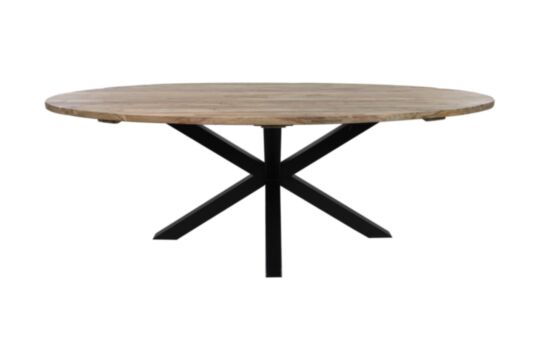 Tuintafel ovaal - 220x110x76 - Naturel - Oud teakhout/metaal (HSM117)