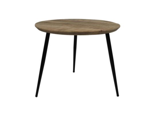 Salontafel Bern rond - ø60x48 - Naturel/zwart - Mangohout/metaal (HSM148)