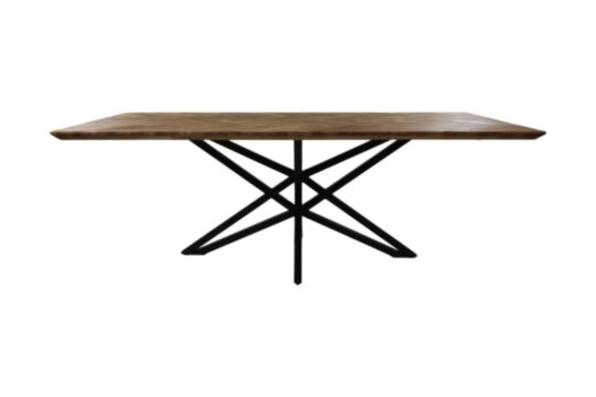 Rechthoekige eettafel Fishbone - 200x100x76 - Naturel/zwart - Eiken/metaal (HSM196)
