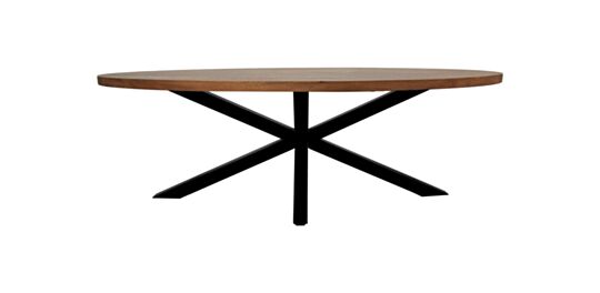 Ovale eettafel Oakland - 240x120x76 - Naturel/zwart - Mangohout/metaal (HSM22)