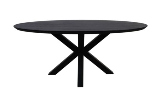 Ovale eettafel Zurich - 240x110x76 - Zwart - Acaciahout/metaal (HSM228)
