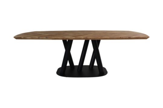 Eettafel Fishbone Danish - 240x110x77 - Naturel/zwart - Eiken/metaal (HSM242)