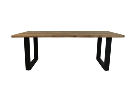 Rechthoekige eettafel - 240x100x76 - Naturel/zwart - Teak/metaal (HSM260)