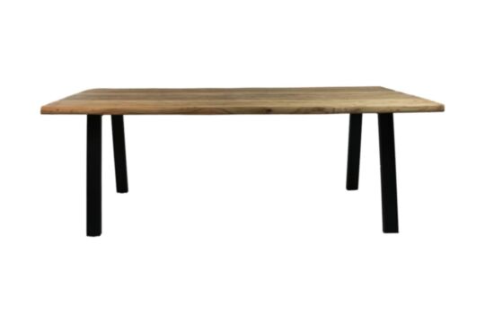 Rechthoekige eettafel - 240x100x76 - Naturel/zwart - Teak/metaal (HSM263)