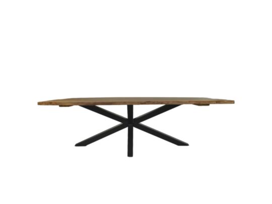 Tuintafel ovaal danish - 220x110x78 - Naturel/zwart - Oud Teakhout/metaal (HSM265)