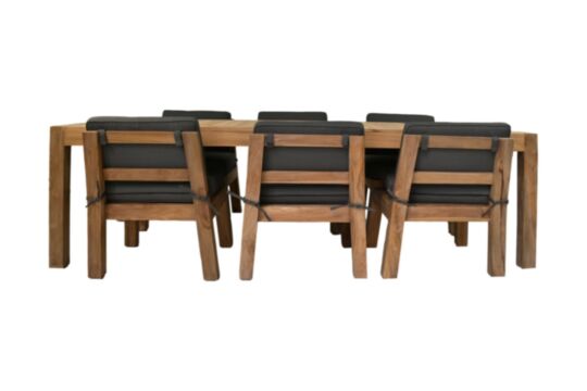 Tuinset eettafel Aruba 6 personen - 260x100x76 - Naturel/donkergrijs - Teak (HSM272)