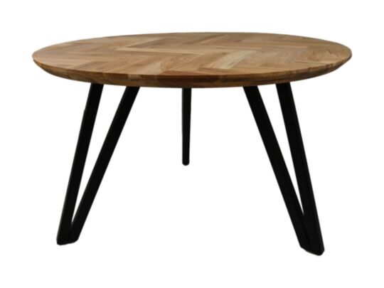 Ronde eettafel Fishbone - ø100x76 - Naturel/zwart - Eiken/metaal (HSM285)