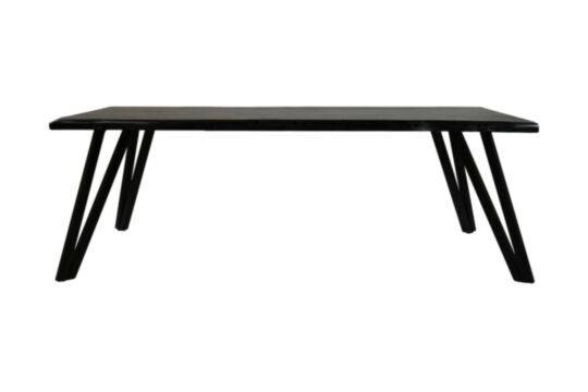 Rechthoekige eettafel - 220x100x77 - Zwart - Acaciahout/metaal (HSM295)