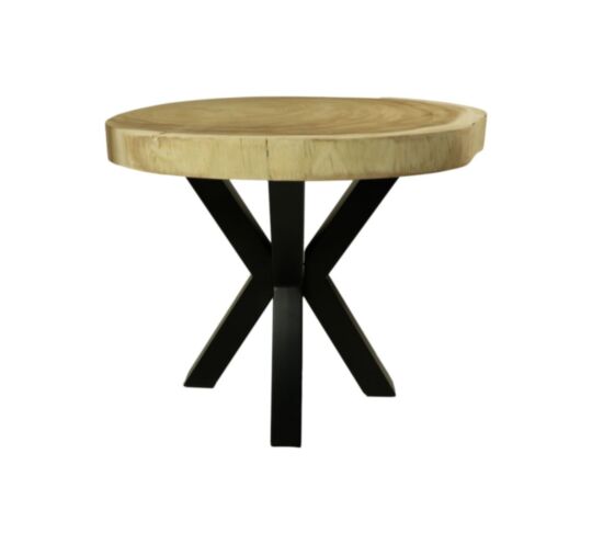 Ronde eettafel - ø100x78 - Naturel/zwart - Munggur/metaal (HSM305)