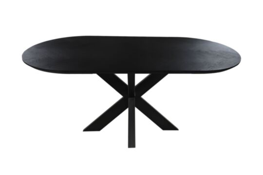 Tafel Fishbone Elips - 180x100x76 - Zwart - Eiken/metaal (HSM311)