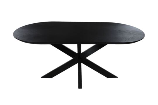 Tafel Fishbone Elips- 200x100x76 - Zwart - Eiken/metaal (HSM312)