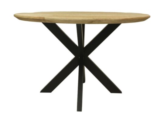 Ronde eettafel Bern -  ø120x76 - Naturel/zwart - Mangohout/metaal (HSM333)