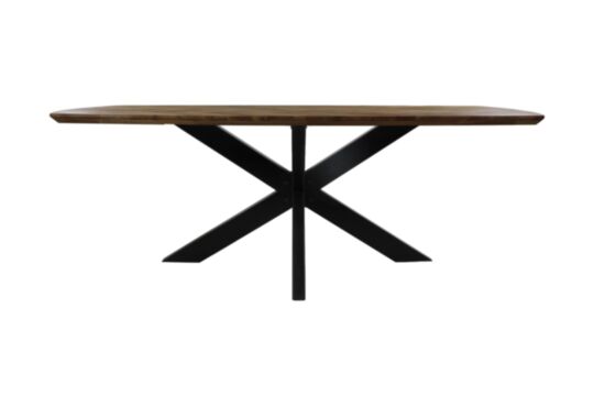 Eettafel Fishbone - 220x110x76 - Naturel/zwart - Eiken/metaal (HSM348)