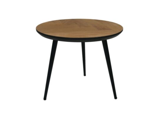 Salontafel Fishbone - 45x45x39 - Naturel/zwart - Eiken/metaal (HSM354)