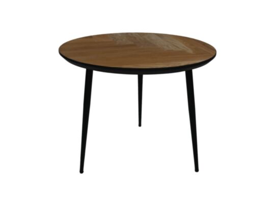 Salontafel Fishbone - 60x60x49 - Naturel/zwart - Eiken/metaal (HSM355)