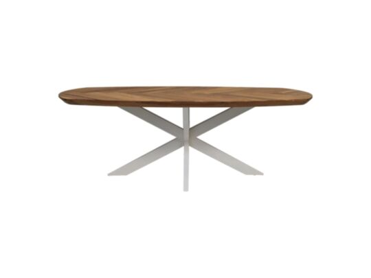Salontafel Fishbone Danish - 120x60x43 - Naturel/wit - Eiken/metaal (HSM361)