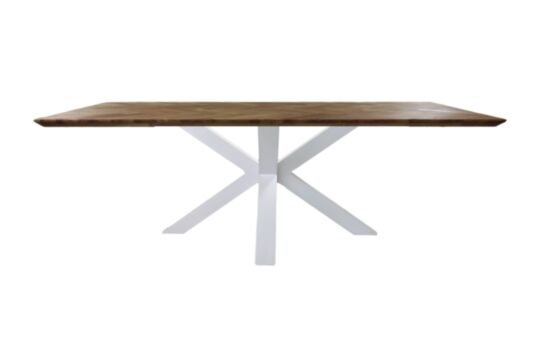 Rechthoekige eettafel Fishbone - 200x100x76 - Naturel/wit - Eiken/metaal (HSM371)