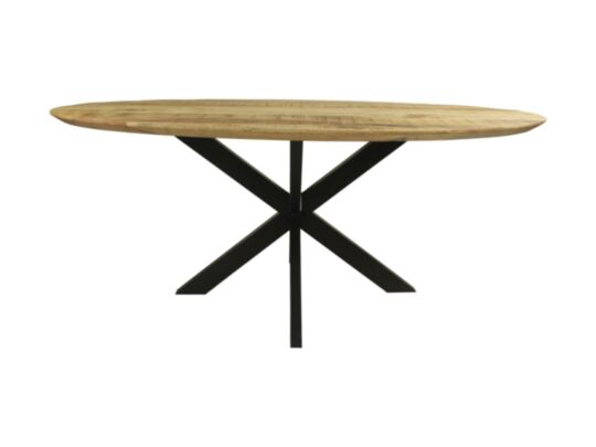 Ovale eettafel Bern  -  220x120x76 - Naturel/zwart - Mangohout/metaal (HSM392)