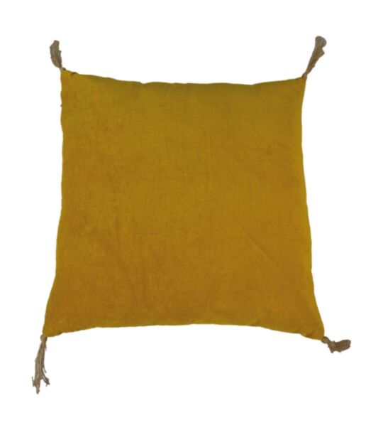 Sierkussen - 45x45 - Mosterdgeel - Velvet/katoen (IC-3063MY)