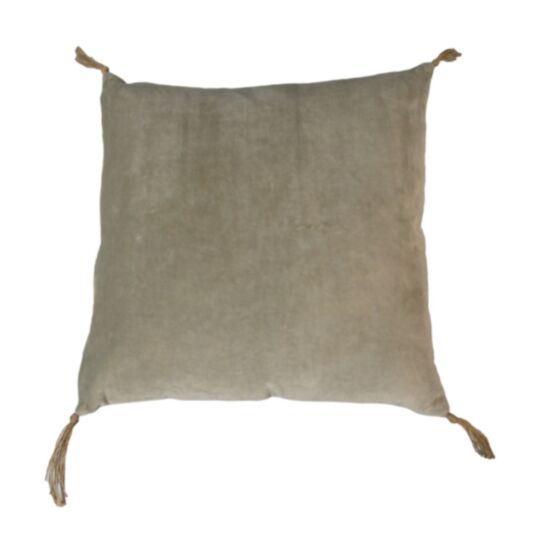 Sierkussen met tassels - 45x45 - Warmgrijs/goud - Velvet (IC-3063WG)