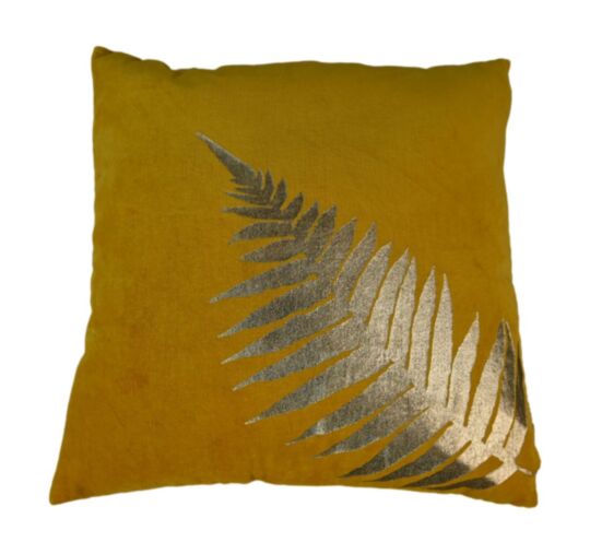 Sierkussen met print - 45x45 - Mosterdgeel/goud - Velvet (IC-6067MY)