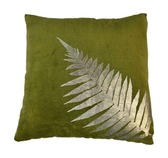 Sierkussen met print - 45x45 - Olijfgroen/goud - Velvet (IC-6067OG)