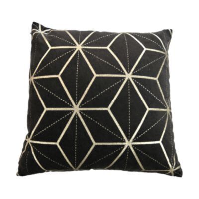 Sierkussen met print - 45x45 - Zwart/goud - Velvet (IC-6082BL)