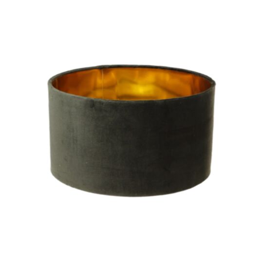 Ronde lampenkap - 25x25x18 - Zwart/goud - Velvet (IC-LR25BL)