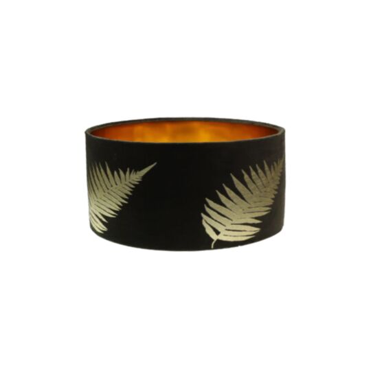 Ronde lampenkap met print - 25x25x18 - Zwart/goud - Velvet (IC-LR25BLG)
