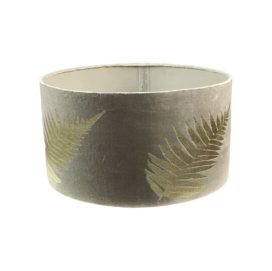 Lampenkap met print - 25x25x18 - Lichtgrijs/goud - Velvet (IC-LR25LGG)